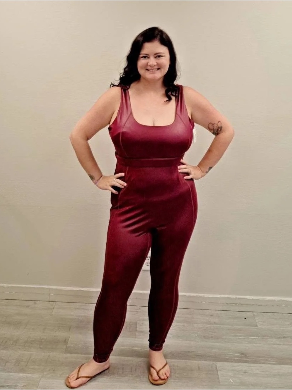 New! Fabletics Maroon Motion365+ Shine Jumpsuit - Size 3X